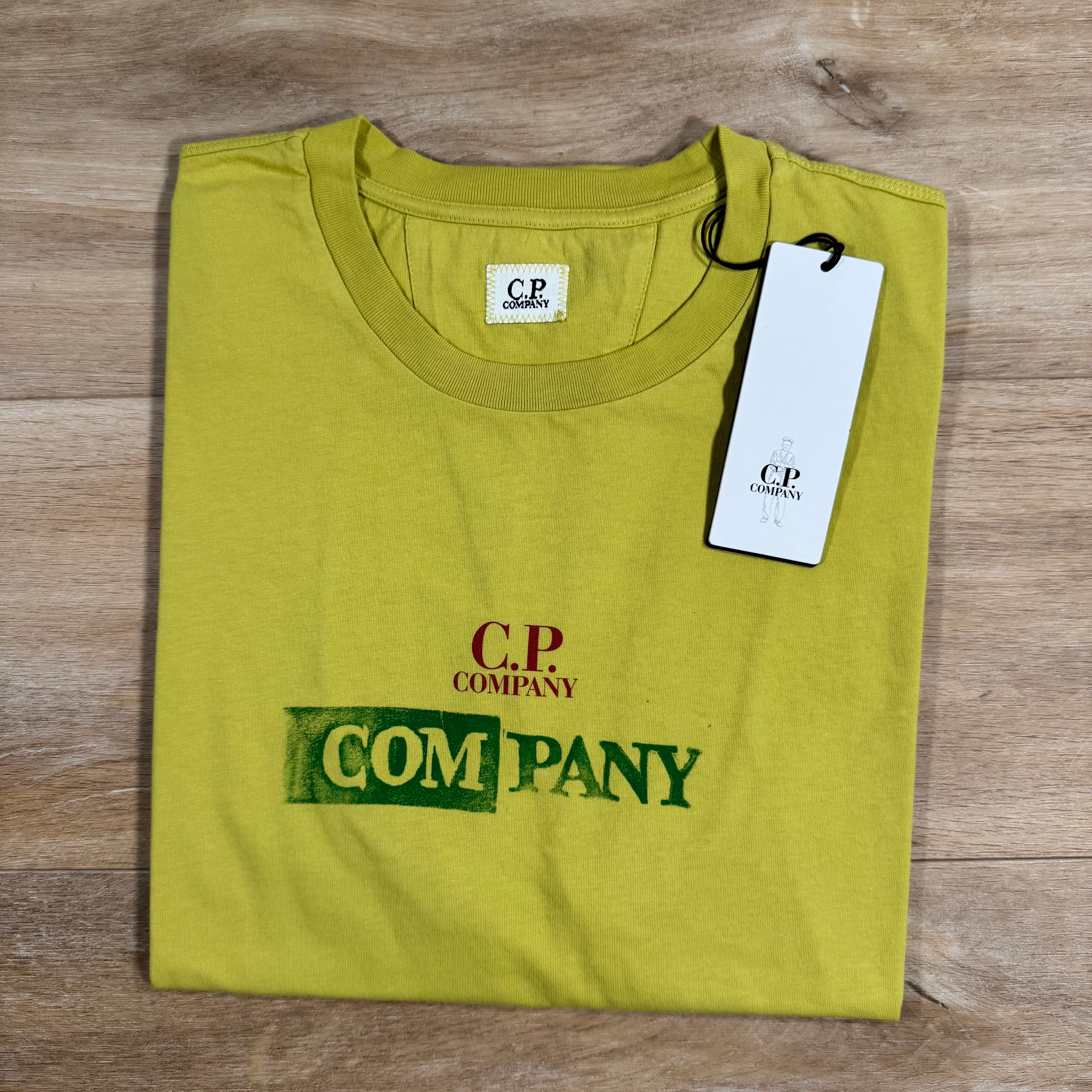 C.P. Company 24/1 Jersey Logo T-Shirt in Cress Green - Yellow - Image 3