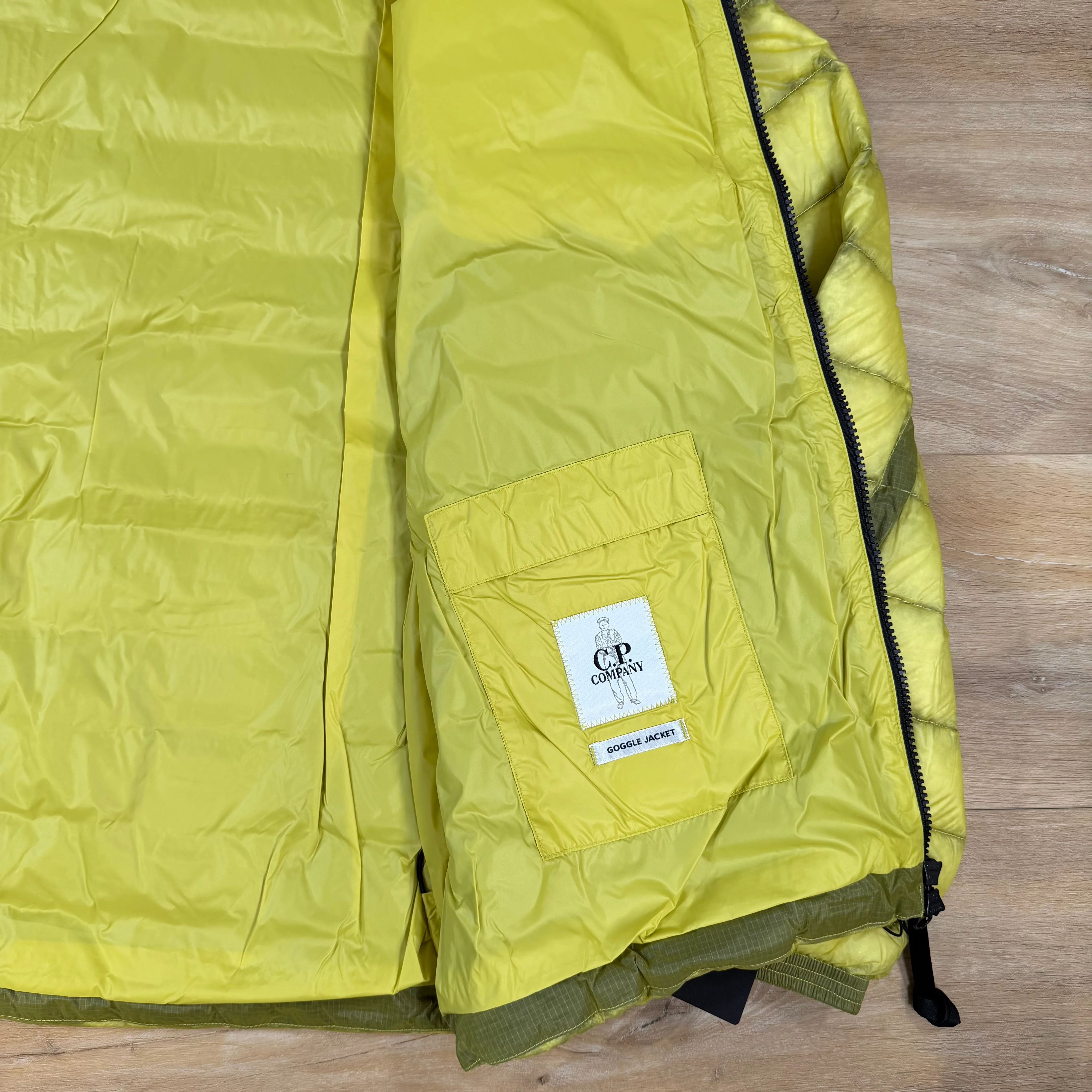 C.P. Company D.D. Shell Goggle Down Jacket in Green Sheen - Yellow - Image 7
