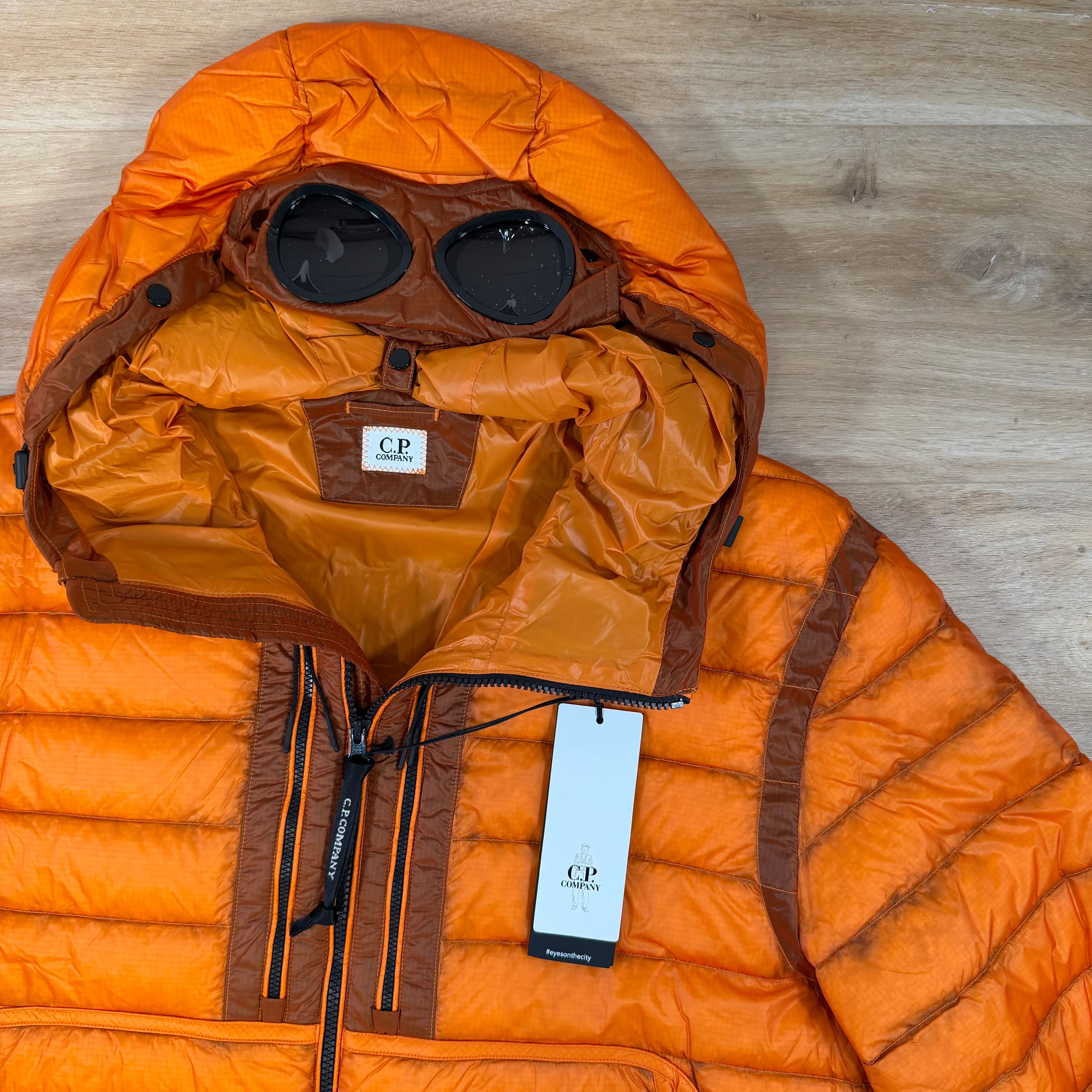 C.P. Company D.D. Shell Goggle Down Jacket in Russet Orange - Image 2