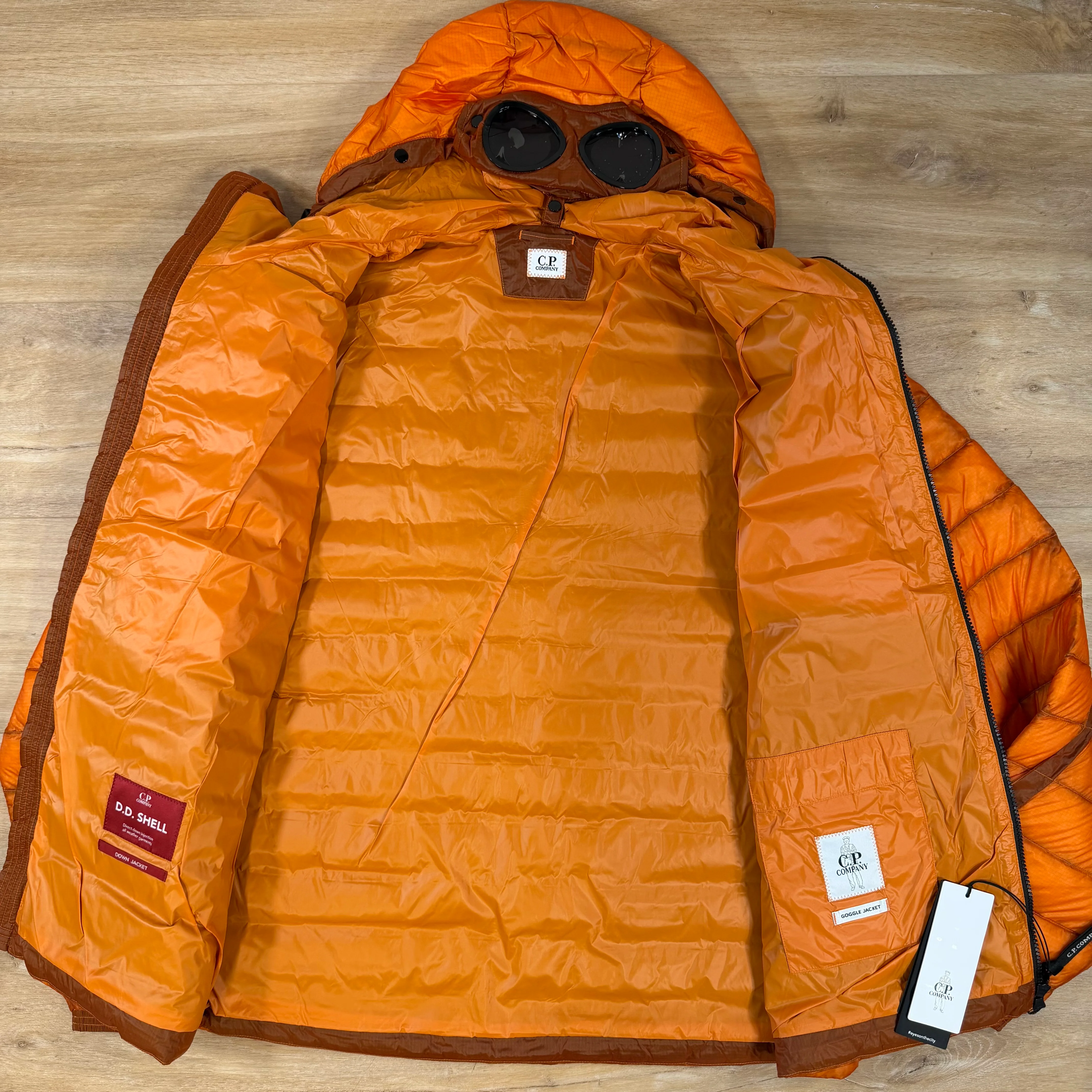 C.P. Company D.D. Shell Goggle Down Jacket in Russet Orange - Image 4