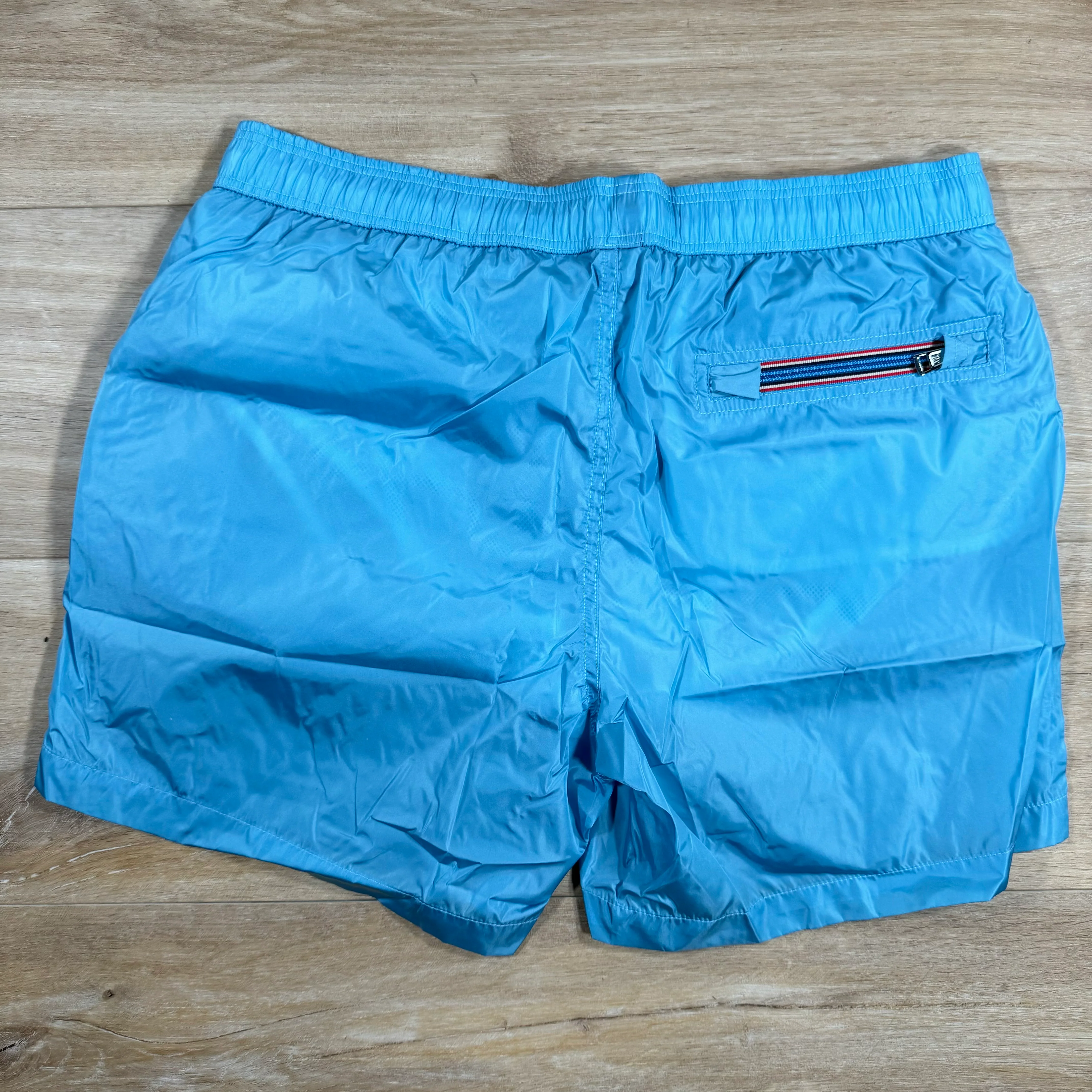 Moncler Logo Patch Swim Shorts in Sky Blue - Image 4