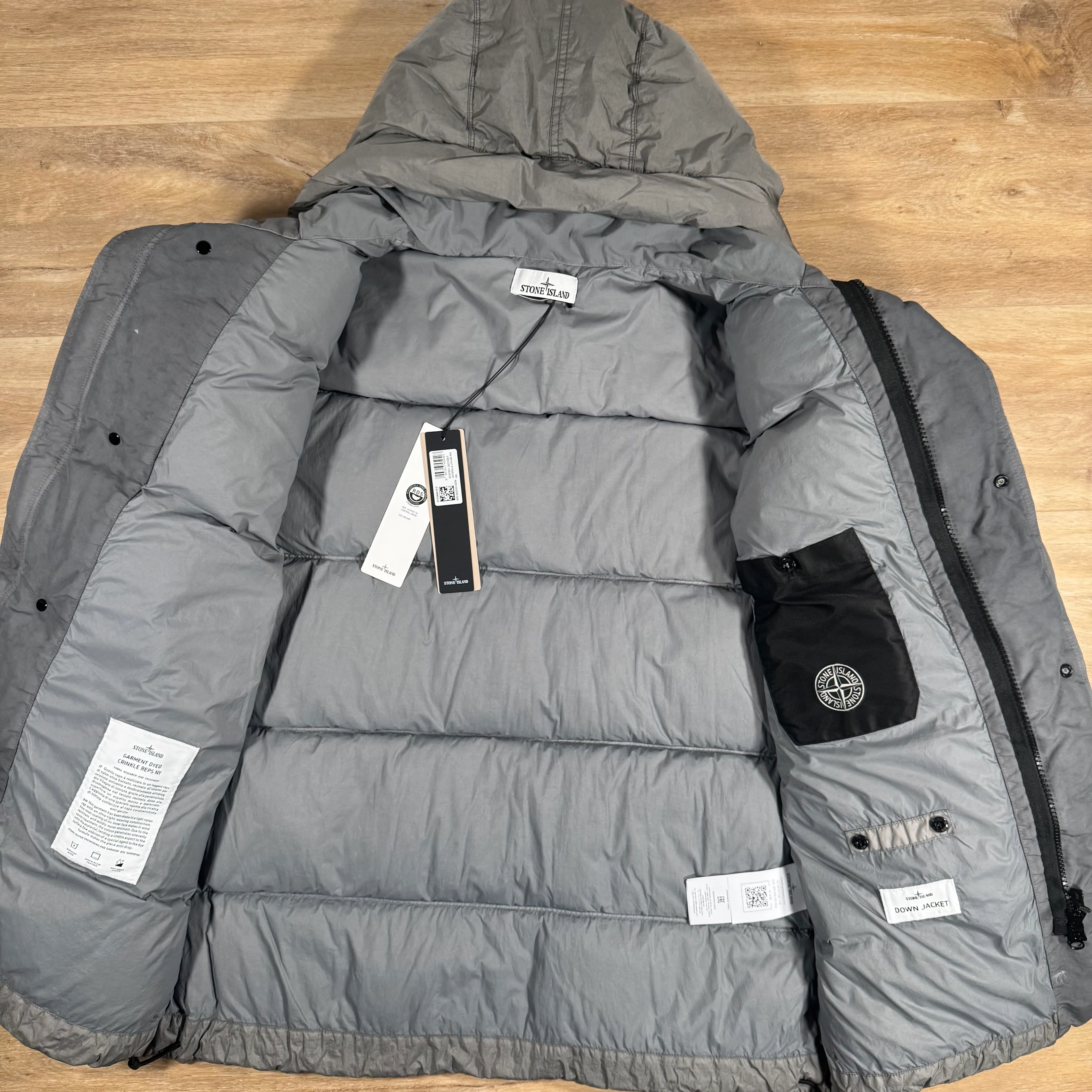 Stone Island Crinkle Reps NY Nylon Down Parka in Cement - Image 4