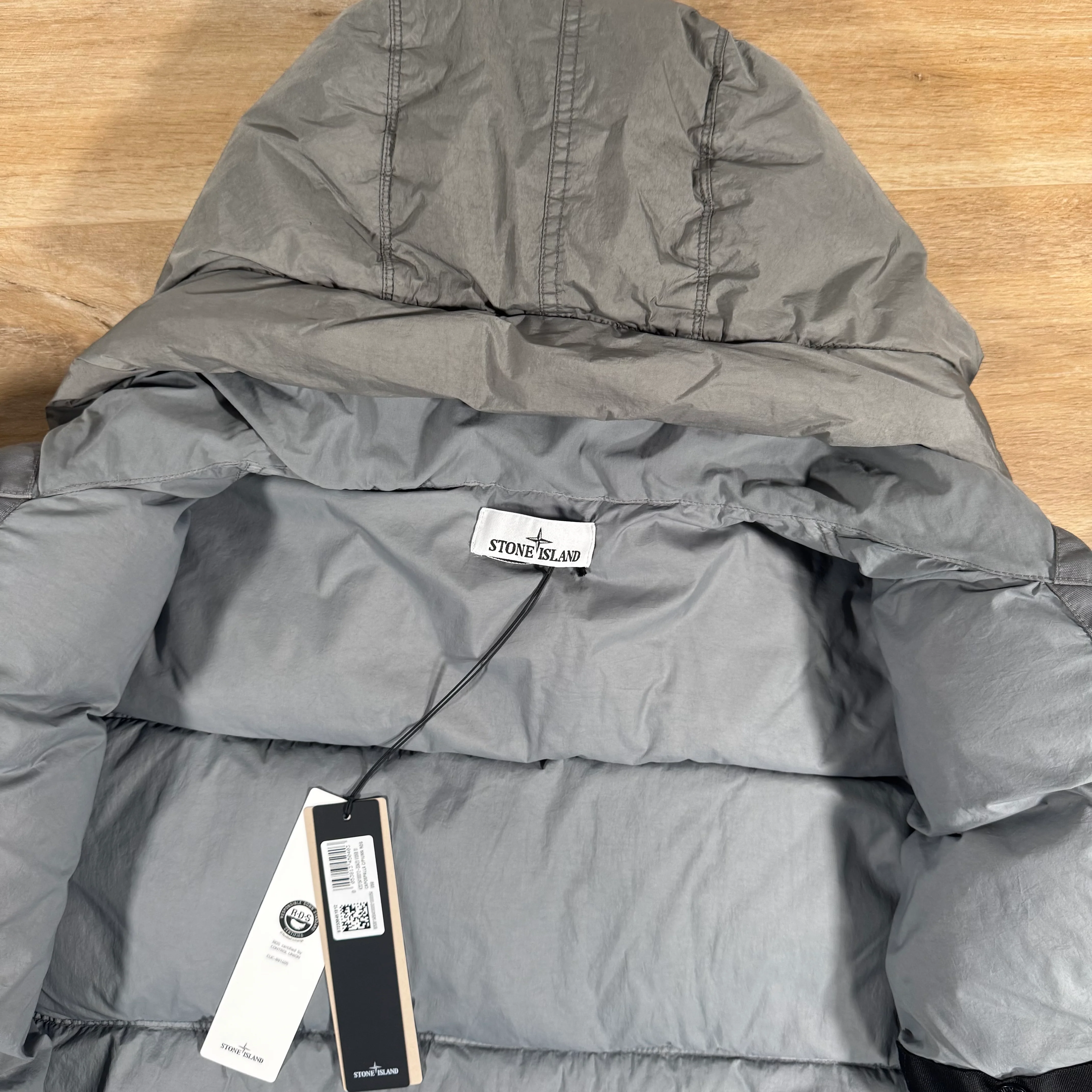 Stone Island Crinkle Reps NY Nylon Down Parka in Cement - Image 5