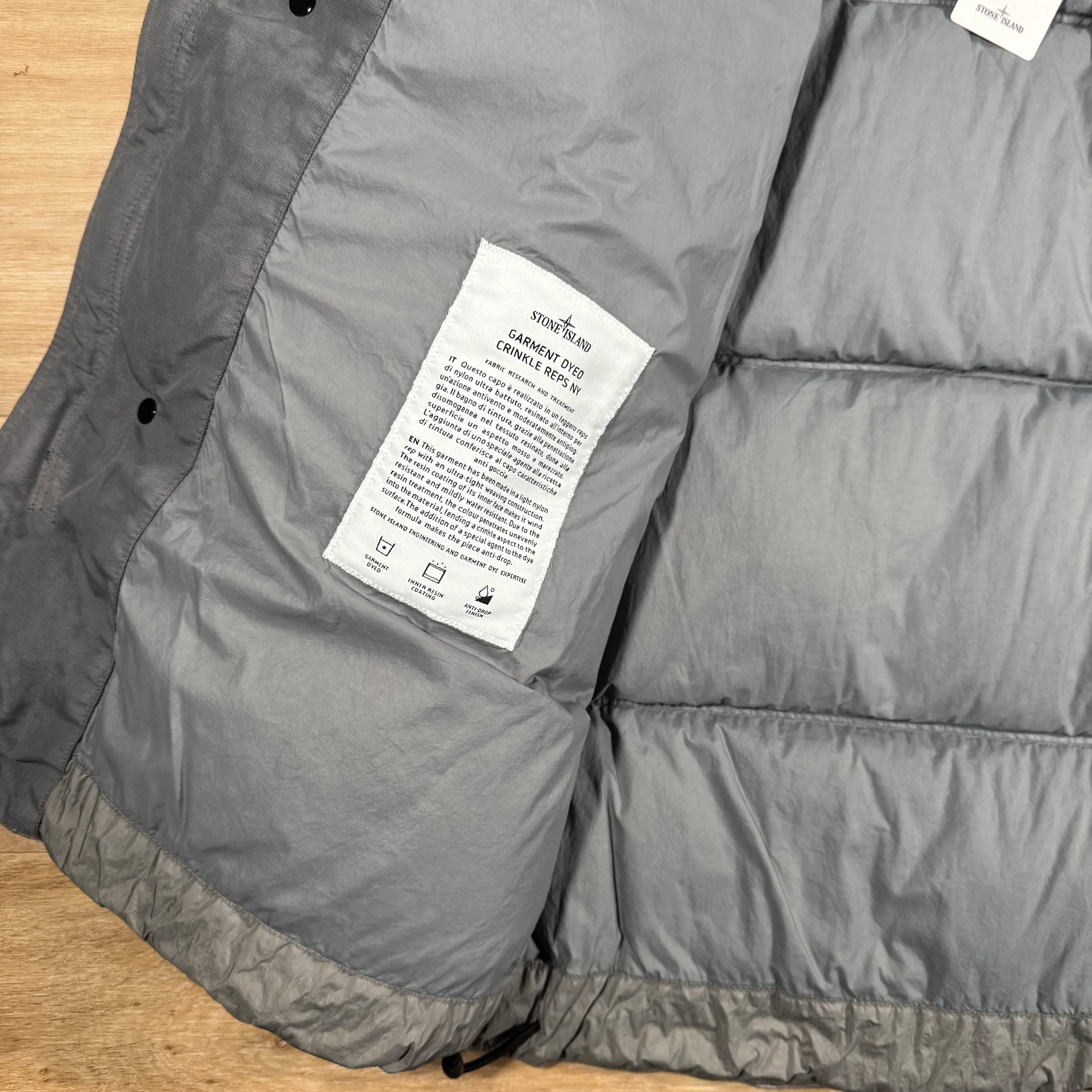 Stone Island Crinkle Reps NY Nylon Down Parka in Cement - Image 6