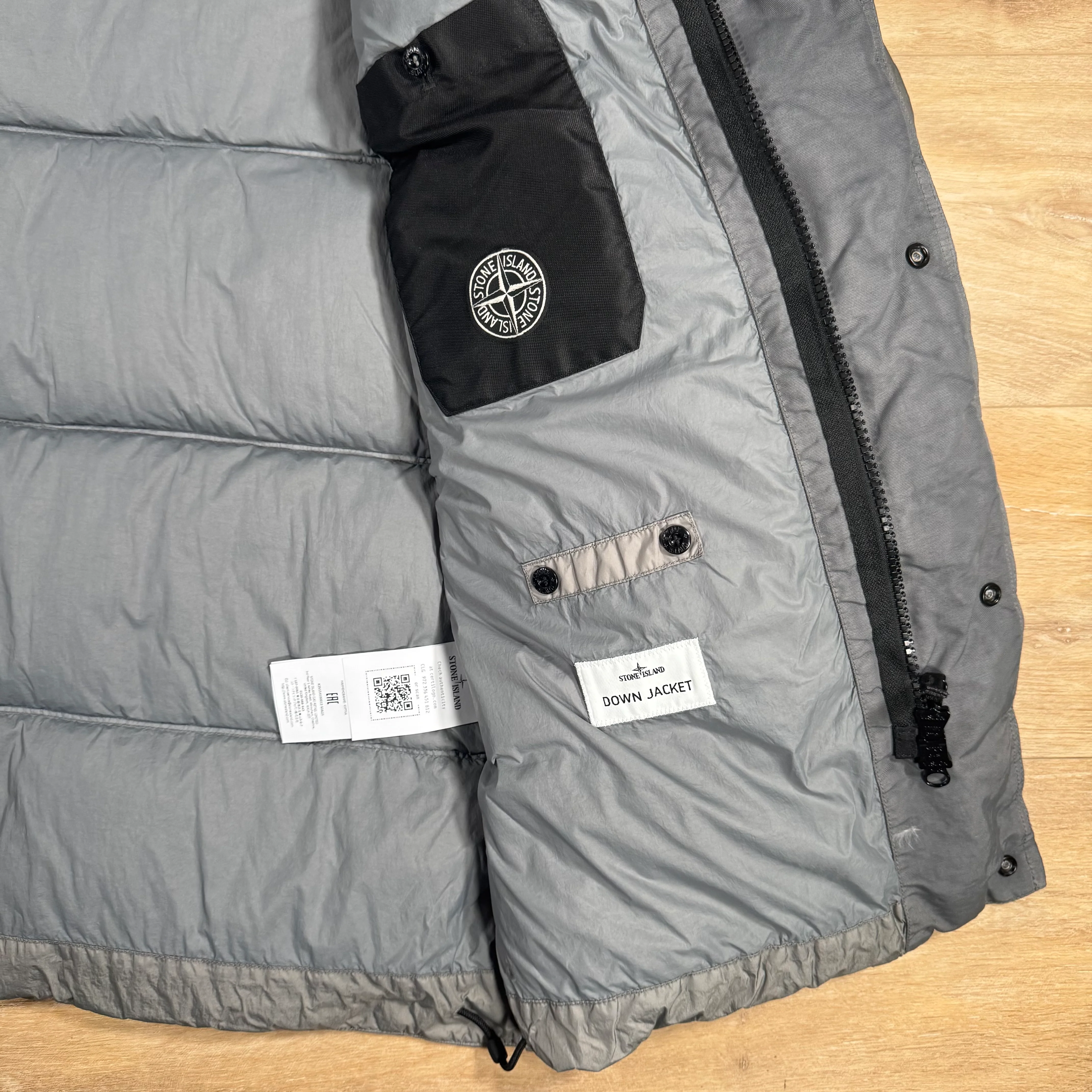 Stone Island Crinkle Reps NY Nylon Down Parka in Cement - Image 7