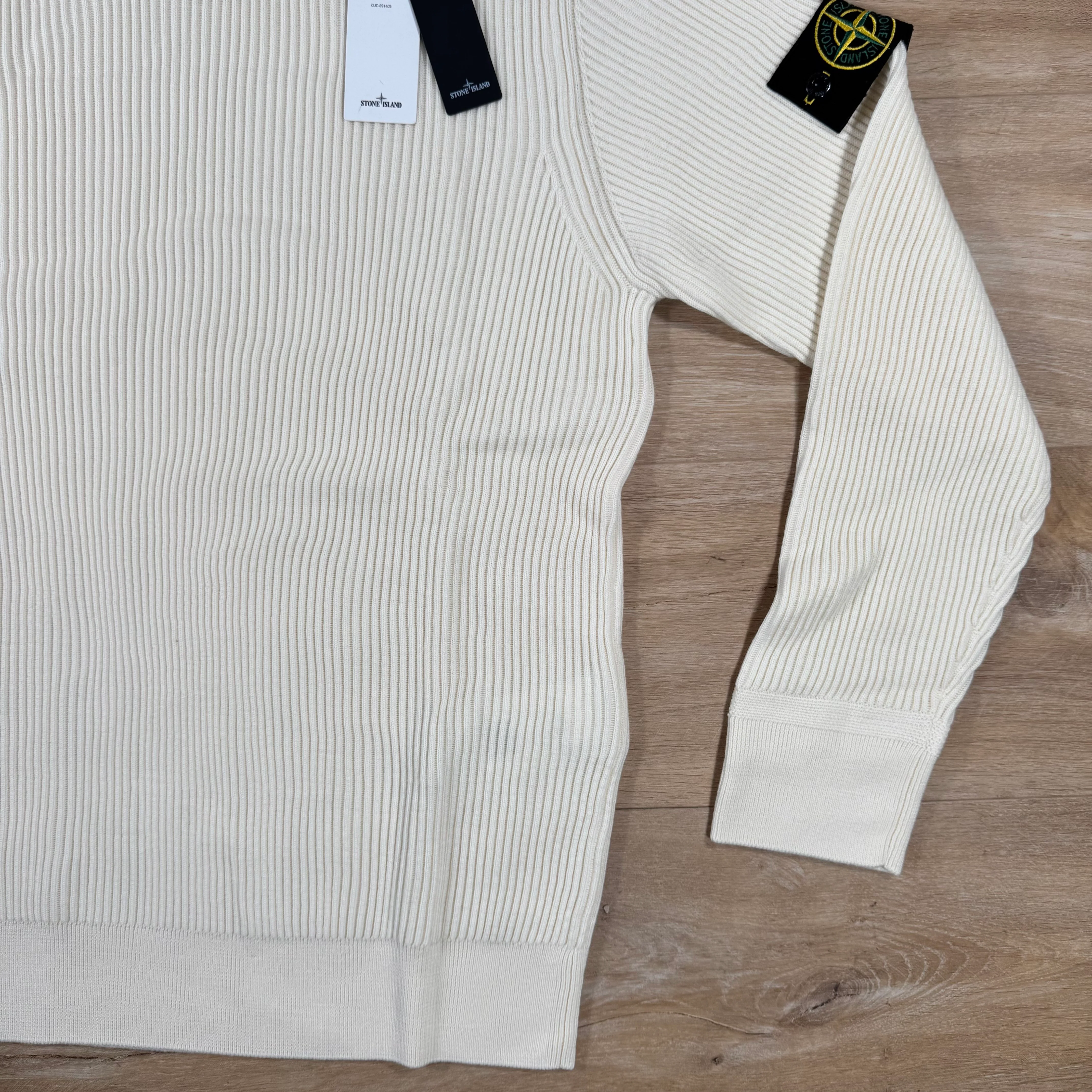 Stone Island Full Rib RWS Wool Turtleneck Jumper in Ivory - Image 3